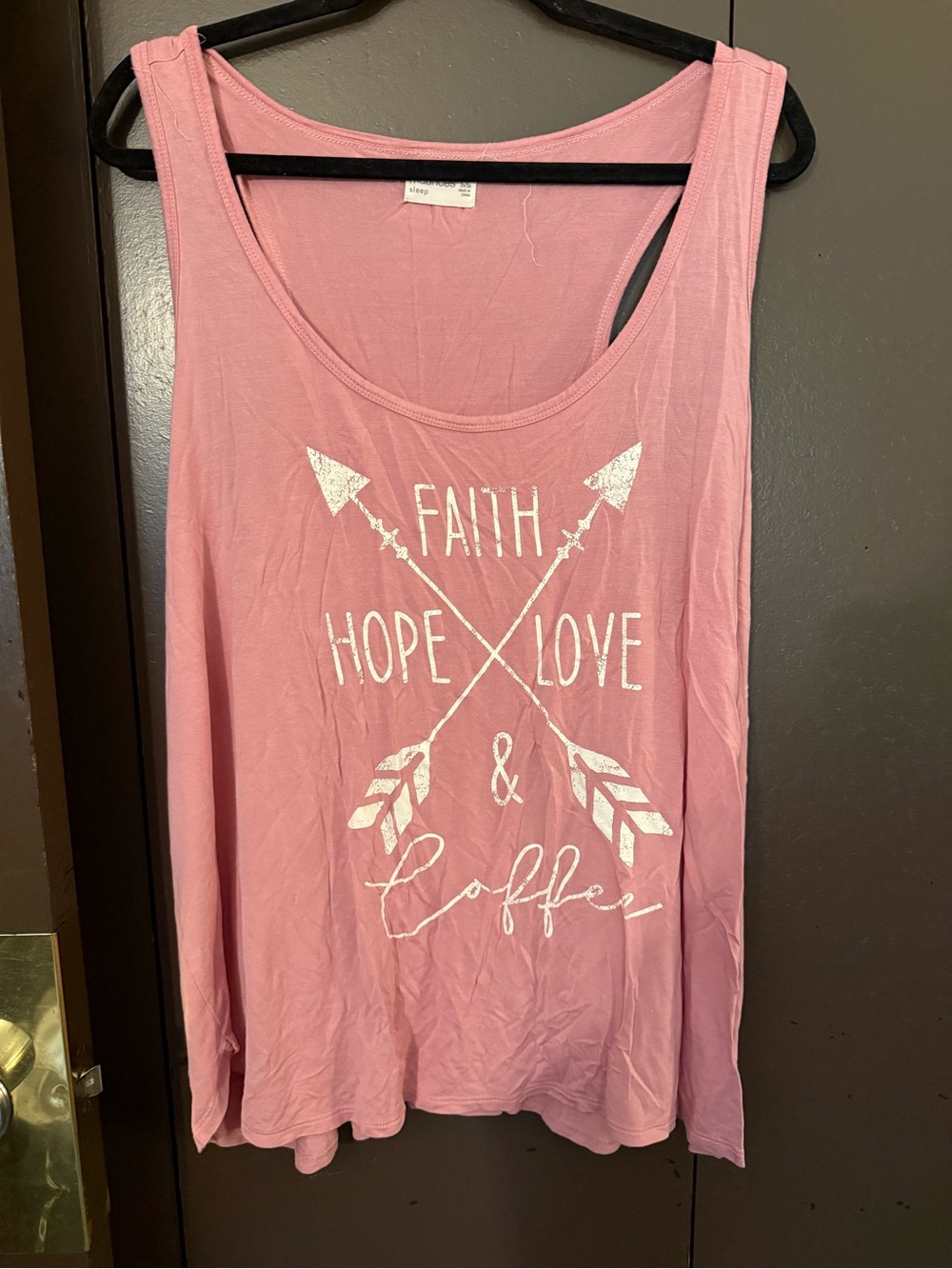 Maurices Pink Graphic Tank - Faith Hope Love & Coffee Arrows